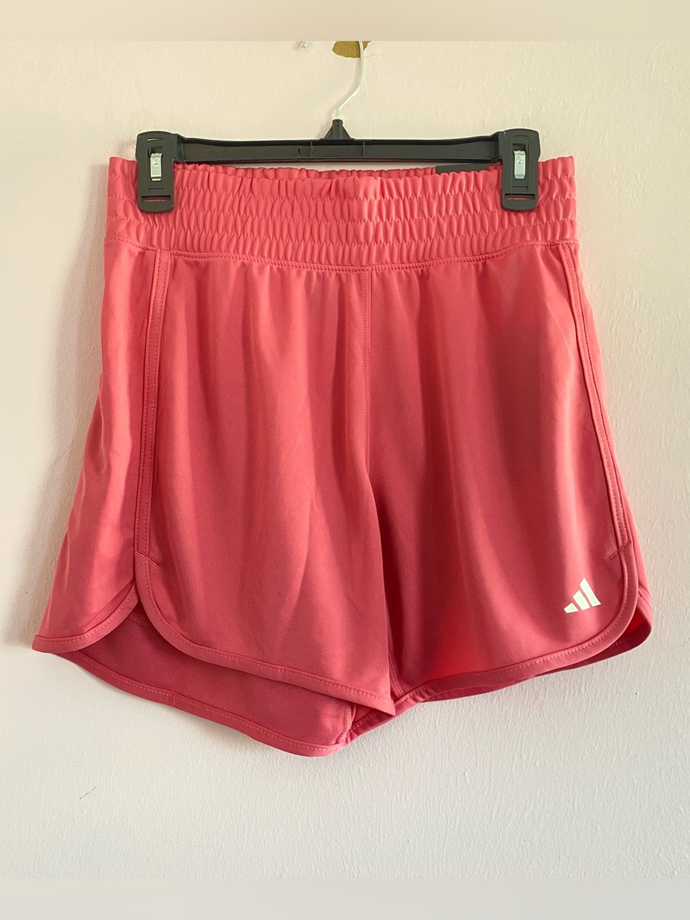 NEW Adidas Pacer Knit Barbie Pink High Rise 5” Shorts Size Small